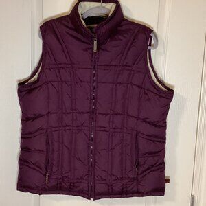 Woolrich Women's Quilted Puffer Vest Dark Wineberry Full Zip Size L Pockets Warm